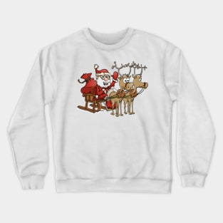 Santa Claus sitting in his sledge with two reindeers. Crewneck Sweatshirt